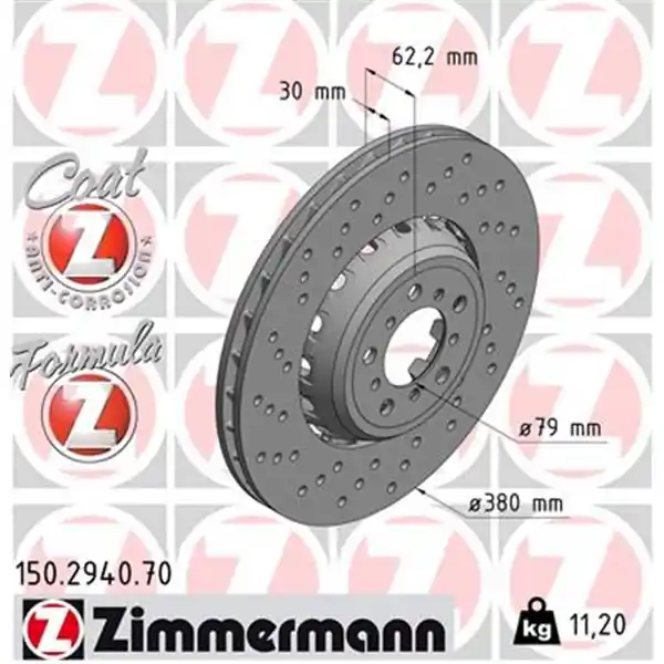 Disco de freno eje delantero, izquierda (Gama FORMULA Z) ZIMMERMANN 150294070 Tendencia