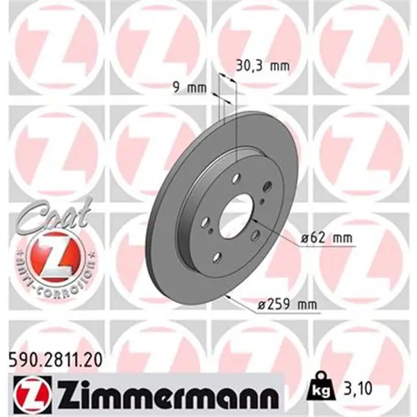 Disco de freno eje trasero (Gama COAT Z) ZIMMERMANN 590281120 Envío Gratis