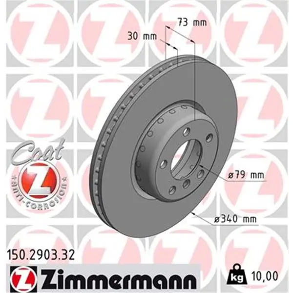 Disco de freno eje delantero (Gama FORMULA F COAT Z) ZIMMERMANN 150290332 Certificado