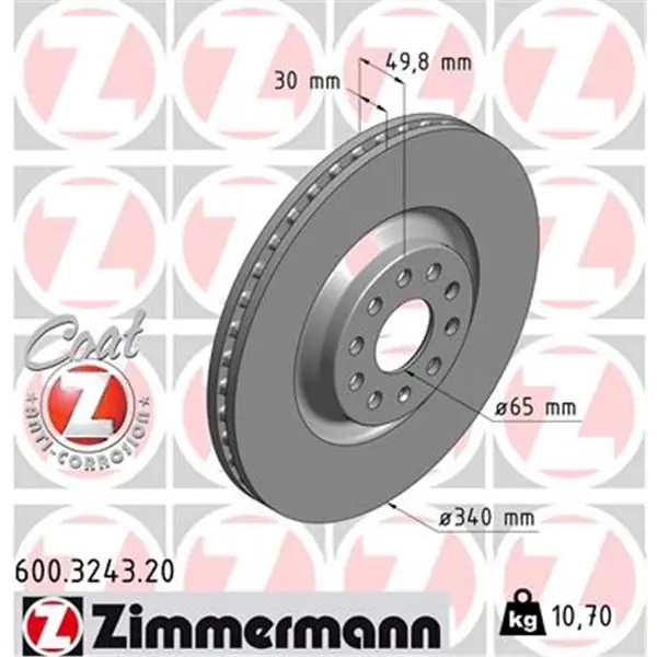 Última Oportunidad Disco de freno eje delantero (Gama COAT Z) ZIMMERMANN 600324320