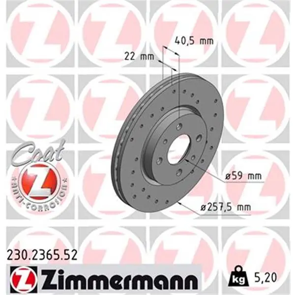 Última Oportunidad Disco de freno eje delantero (Gama SPORT COAT Z) ZIMMERMANN 230236552