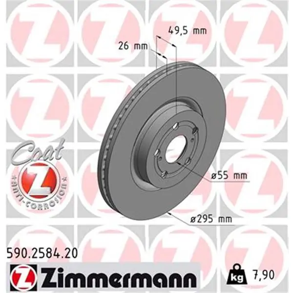 Liquidación Disco de freno eje delantero (Gama COAT Z) ZIMMERMANN 590258420