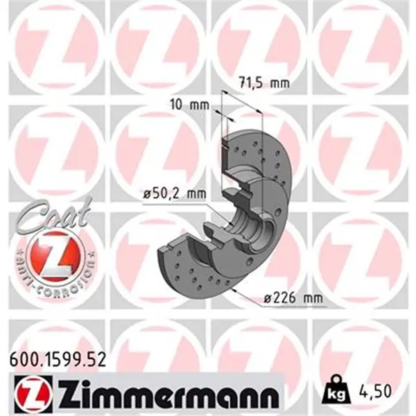 Disco de freno eje trasero (Gama SPORT COAT Z) ZIMMERMANN 600159952 Bestseller