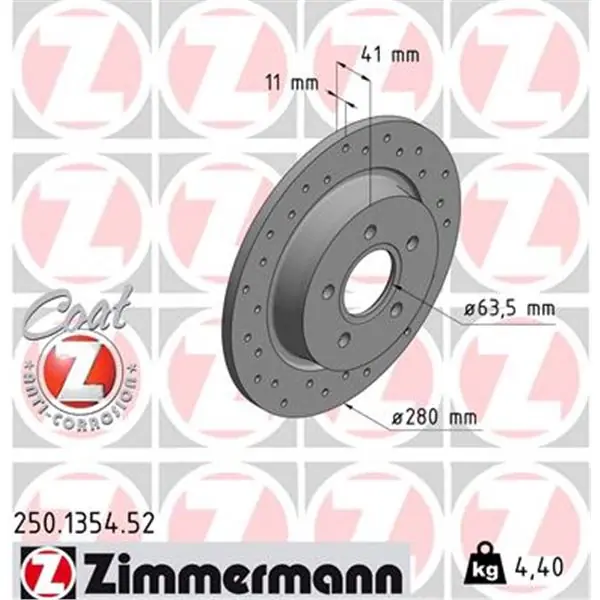 Disco de freno eje trasero (Gama SPORT COAT Z) ZIMMERMANN 250135452 Súper Precio