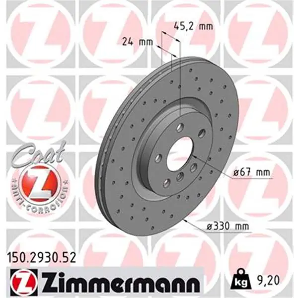 Disco de freno eje delantero (Gama SPORT COAT Z) ZIMMERMANN 150293052 Oferta