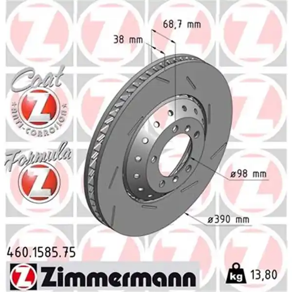 Disco de freno eje delantero, derecha (Gama FORMULA Z) ZIMMERMANN 460158575 Mejor Precio