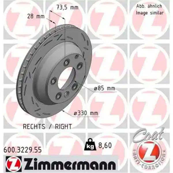 Disco de freno eje trasero, derecha (Gama BLACK Z) ZIMMERMANN 600322955 Stock Limitado