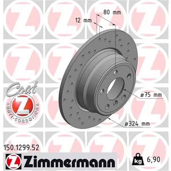 Garantía De Devolución De Dinero Disco de freno eje trasero (Gama SPORT COAT Z) ZIMMERMANN 150129952