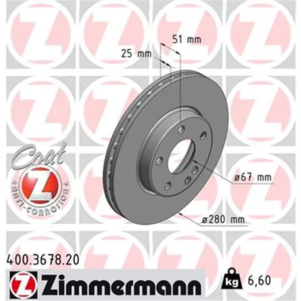 Disponible Ahora Disco de freno eje delantero (Gama COAT Z) ZIMMERMANN 400367820