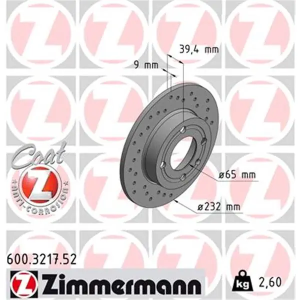 Disco de freno eje delantero (Gama SPORT COAT Z) ZIMMERMANN 600321752 De Moda