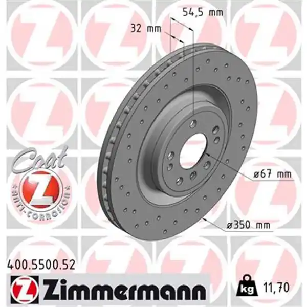 Disco de freno eje delantero (Gama SPORT COAT Z) ZIMMERMANN 400550052 Precio Económico
