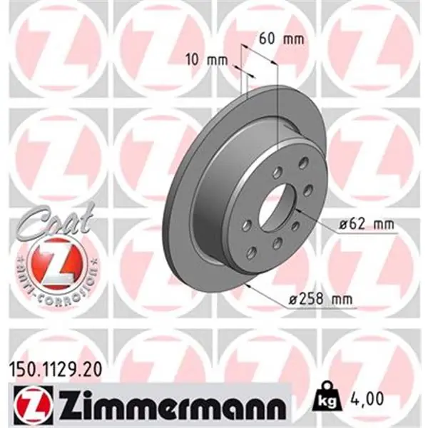 Disco de freno eje trasero (Gama COAT Z) ZIMMERMANN 150112920 Precio Rebajado