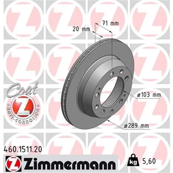 Envío Internacional Disco de freno eje trasero (Gama COAT Z) ZIMMERMANN 460151120