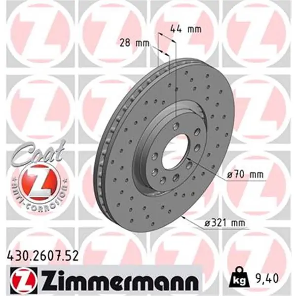 Disco de freno eje delantero (Gama SPORT COAT Z) ZIMMERMANN 430260752 Envío Internacional