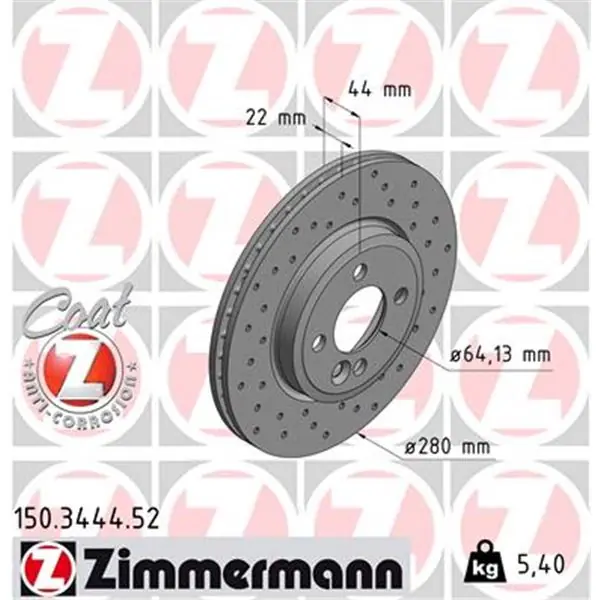 Disco de freno eje delantero (Gama SPORT COAT Z) ZIMMERMANN 150344452 Favorito De Clientes