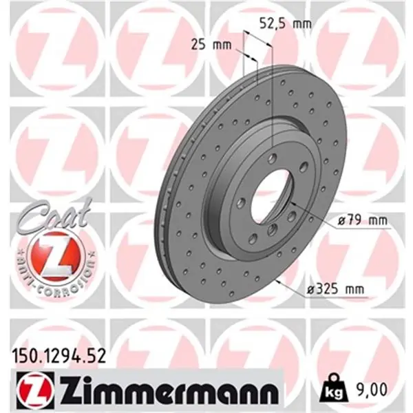 Disco de freno eje delantero (Gama SPORT COAT Z) ZIMMERMANN 150129452 Liquidación
