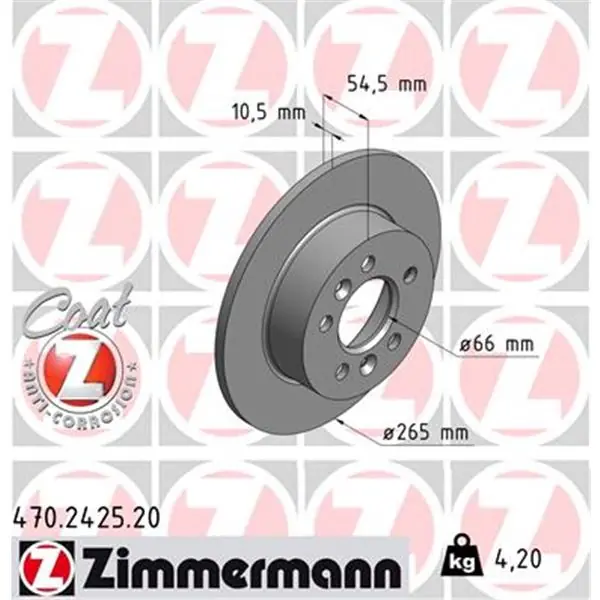 Disco de freno eje trasero (Gama COAT Z) ZIMMERMANN 470242520 Nuevo Modelo