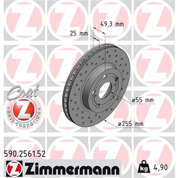 Popular Disco de freno eje delantero (Gama SPORT COAT Z) ZIMMERMANN 590256152