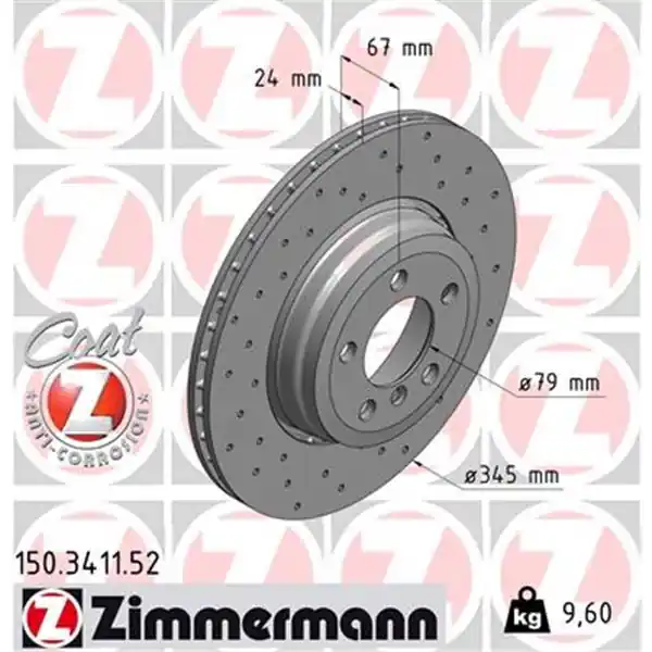 Disco de freno eje trasero (Gama SPORT COAT Z) ZIMMERMANN 150341152 Stock Limitado