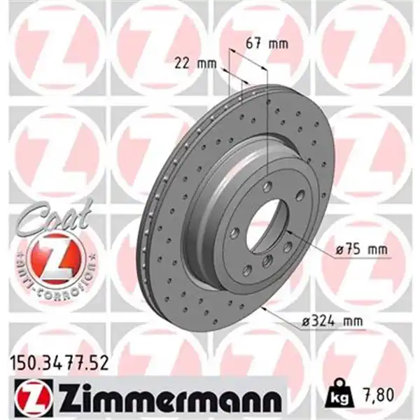 Liquidación Disco de freno eje trasero (Gama SPORT COAT Z) ZIMMERMANN 150347752