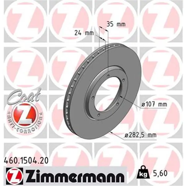 Disco de freno eje delantero (Gama COAT Z) ZIMMERMANN 460150420 Mejor Calidad