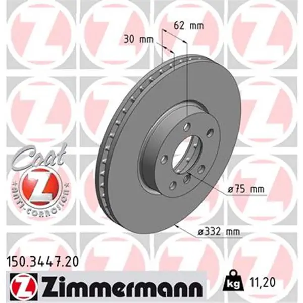 Profesional Disco de freno eje delantero (Gama COAT Z) ZIMMERMANN 150344720