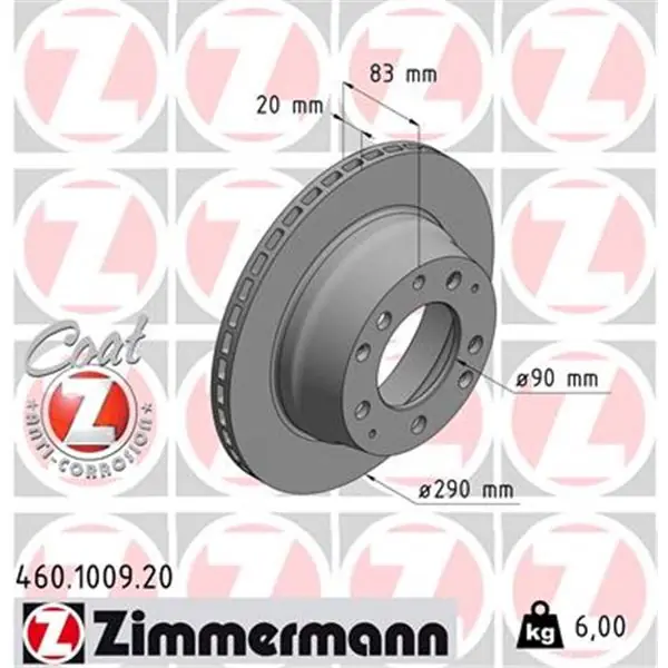 Disco de freno eje trasero (Gama COAT Z) ZIMMERMANN 460100920 Stock Limitado