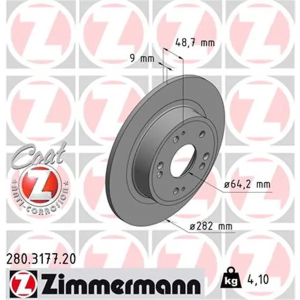 Hecho A Mano Disco de freno eje trasero (Gama COAT Z) ZIMMERMANN 280317720