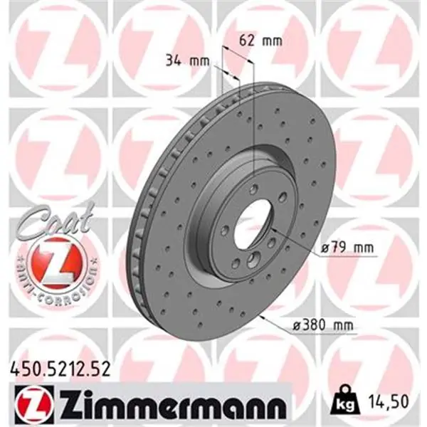 Precio Rebajado Disco de freno eje delantero (Gama SPORT COAT Z) ZIMMERMANN 450521252