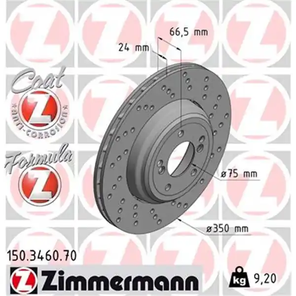 Disco de freno eje trasero, derecha (Gama FORMULA Z) ZIMMERMANN 150346070 Más Vendido