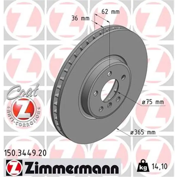 Última Oportunidad Disco de freno eje delantero (Gama COAT Z) ZIMMERMANN 150344920