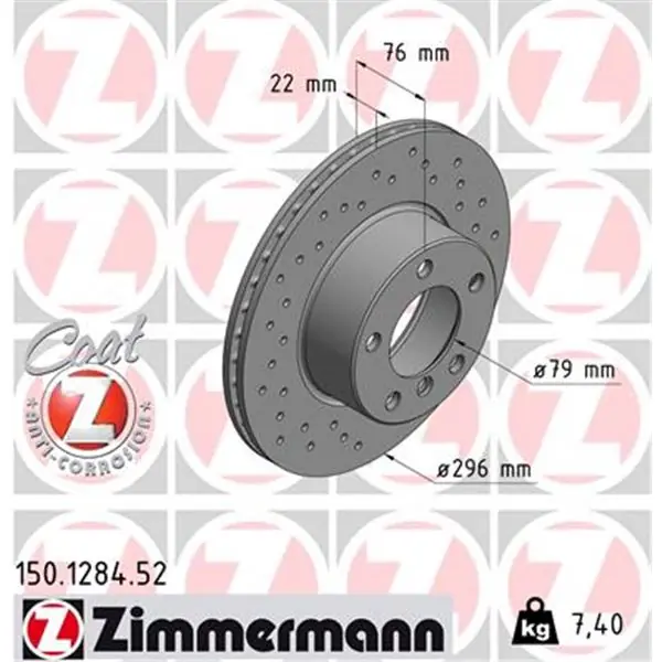 Disco de freno eje delantero (Gama SPORT COAT Z) ZIMMERMANN 150128452 Rebajas