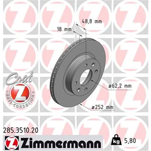 Barato Disco de freno eje delantero (Gama COAT Z) ZIMMERMANN 285351020