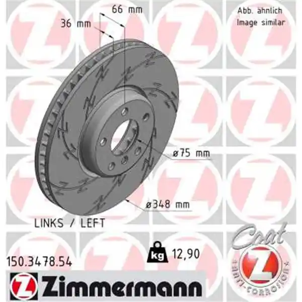 Liquidación Disco de freno eje delantero, izquierda (Gama BLACK Z) ZIMMERMANN 150347854