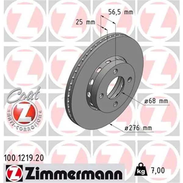 Disco de freno eje delantero (Gama COAT Z) ZIMMERMANN 100121920 Bestseller