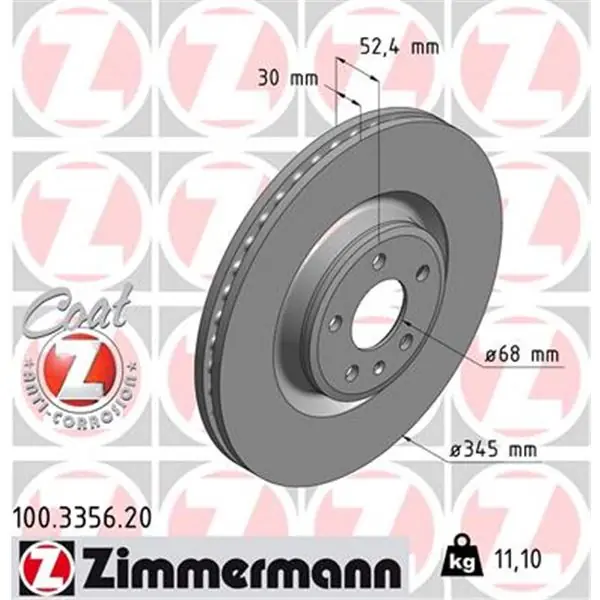 Nuevo Modelo Disco de freno eje delantero (Gama COAT Z) ZIMMERMANN 100335620