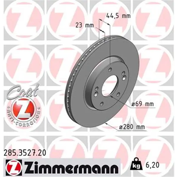 Disco de freno eje delantero (Gama COAT Z) ZIMMERMANN 285352720 Premium