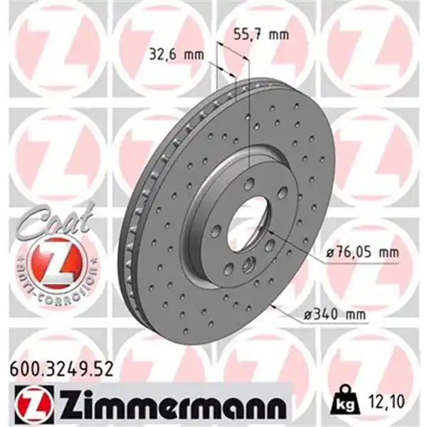 Disco de freno eje delantero (Gama SPORT COAT Z) ZIMMERMANN 600324952 Súper Precio