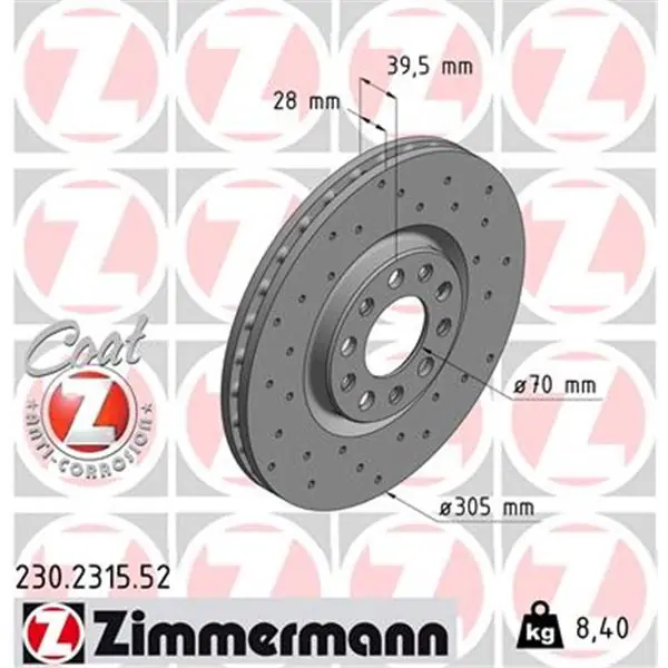 Premium Disco de freno eje delantero (Gama SPORT COAT Z) ZIMMERMANN 230231552