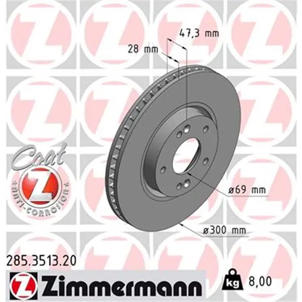 Disco de freno eje delantero (Gama COAT Z) ZIMMERMANN 285351320 Económico