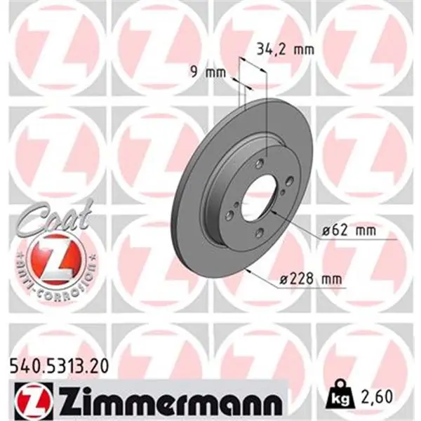 Disco de freno eje trasero (Gama COAT Z) ZIMMERMANN 540531320 Ocasión Especial