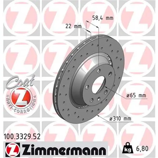Precio Reducido Disco de freno eje trasero (Gama SPORT COAT Z) ZIMMERMANN 100332952