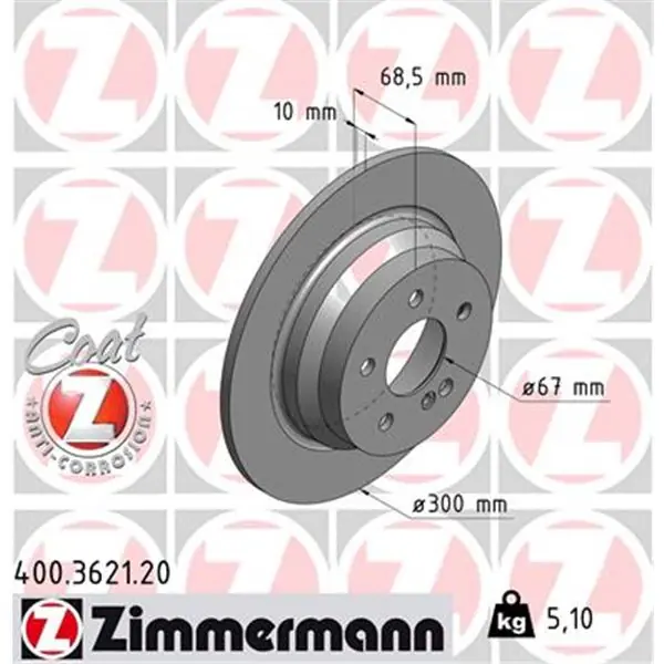 A Buen Precio Disco de freno eje trasero (Gama COAT Z) ZIMMERMANN 400362120