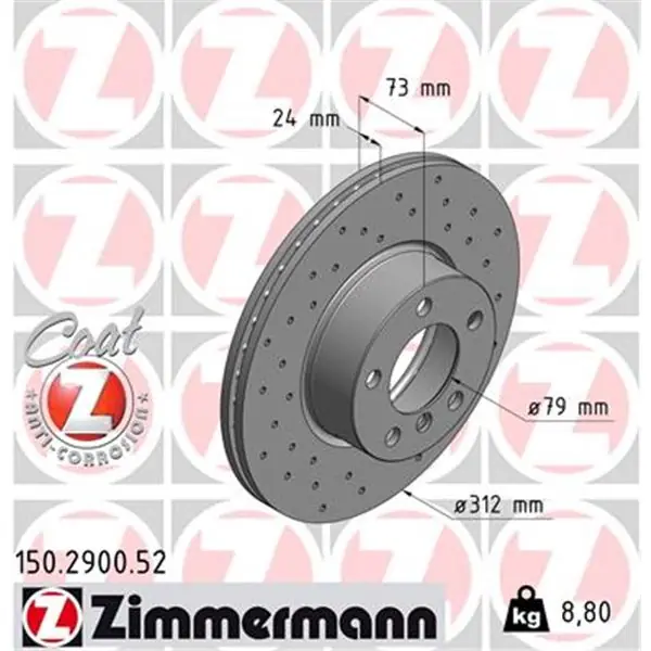 Disco de freno eje delantero (Gama SPORT COAT Z) ZIMMERMANN 150290052 Solo Hoy