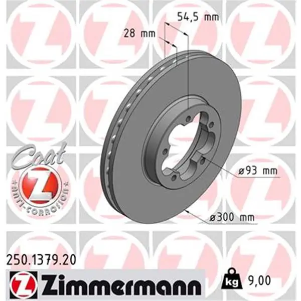 Disco de freno eje delantero (Gama COAT Z) ZIMMERMANN 250137920 Solo Hoy