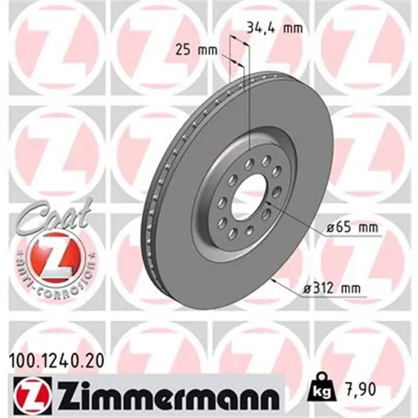 Envío Inmediato Disco de freno eje delantero (Gama COAT Z) ZIMMERMANN 100124020