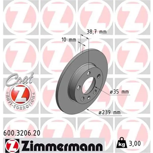 Disco de freno eje trasero (Gama COAT Z) ZIMMERMANN 600320620 Nueva Colección