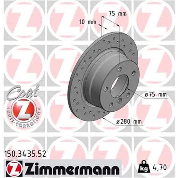 Más Vendido Disco de freno eje trasero (Gama SPORT COAT Z) ZIMMERMANN 150343552