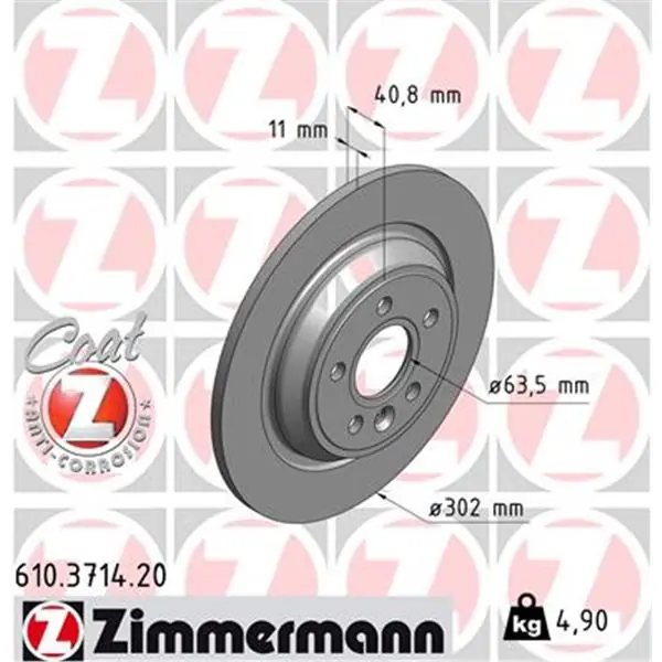 Disco de freno eje trasero (Gama COAT Z) ZIMMERMANN 610371420 Ordena Ya