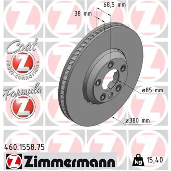 Disco de freno eje delantero, derecha (Gama FORMULA Z) ZIMMERMANN 460155875 De Moda